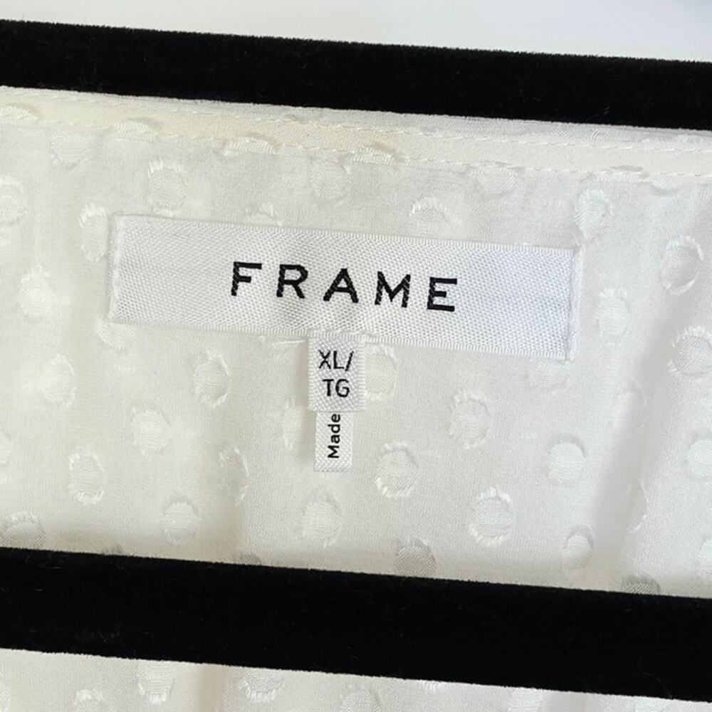 FRAME Button UP Blouse XL Off White Swiss Dot Silk Blend Sheer Boho Romantic - Picture 10 of 14